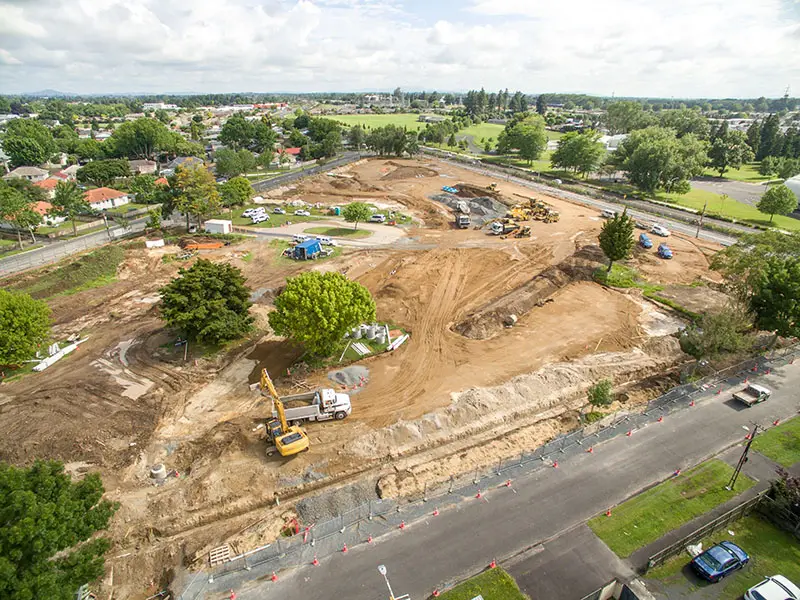 An aerial view of a construction site